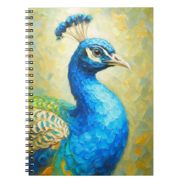 Peacock Impressionist Art Notebook | Elegant Bird  (Front)