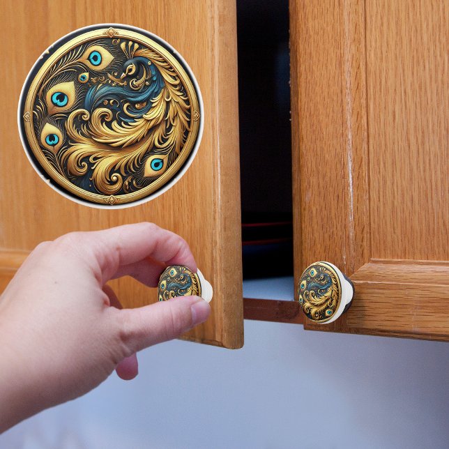 Peacock in a Frame Ceramic Knob (Creator Uploaded)