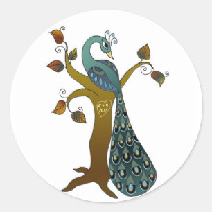 Peacock in Fall - envelope seal stickers