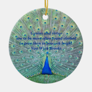 Peacock in Full Plumage Display Photography Ceramic Tree Decoration