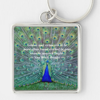 Peacock in Full Plumage Display Photography Key Ring