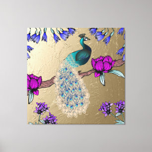 Peacock In Gold Canvas Print