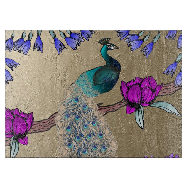 Peacock In Gold Cutting Board (Front)