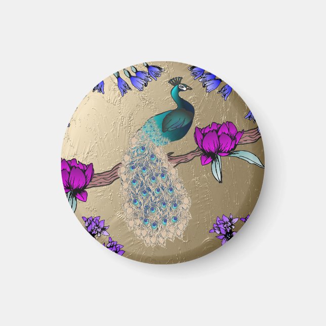 Peacock In Gold  Magnet (Front)