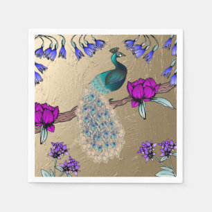 Peacock In Gold Napkin