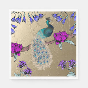 Peacock In Gold  Napkin