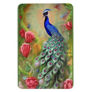 Peacock in Pink Garden Magnet