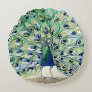 Peacock in San Diego 2 2013 Round Cushion