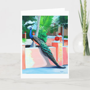 Peacock in the Hood Greeting Card