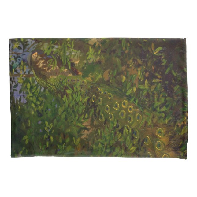 Peacock in the Woods (by Abbott Henderson Thayer) Pillowcase (Front-Left)