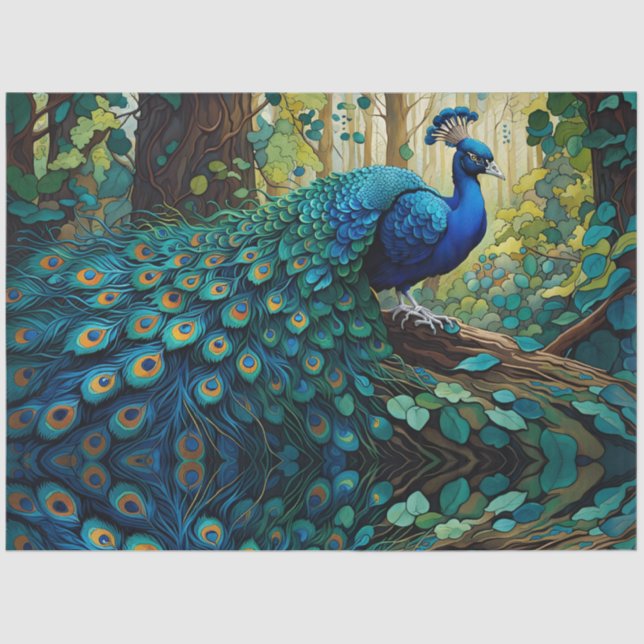 Peacock in the woods tissue paper (Front)
