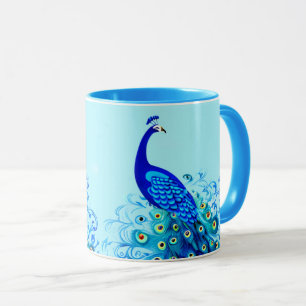 Peacock in Turquoise and Cobalt Blue Mug