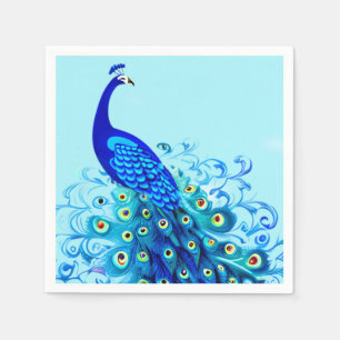 Peacock in Turquoise and Cobalt Blue Napkin