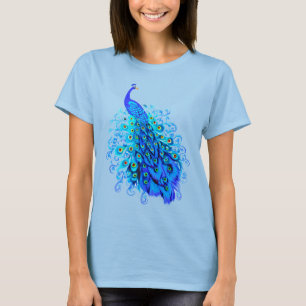 Peacock in Turquoise and Cobalt Blue  T-Shirt