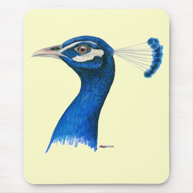 Peacock:  Indian Blue Mouse Mat (Front)