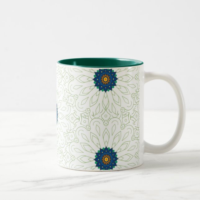 peacock inspiration Two-Tone coffee mug (Right)