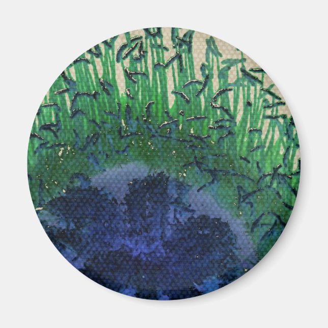 Peacock Inspired Flower Magnet (Front)