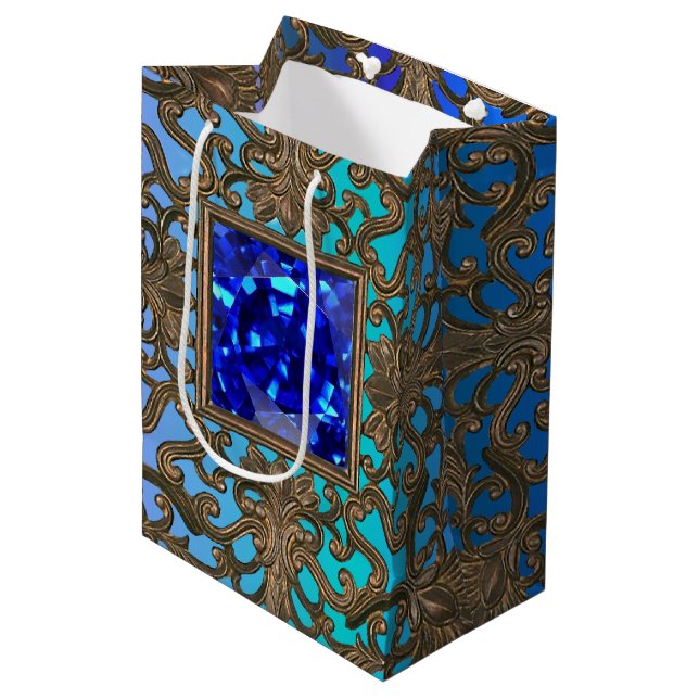 Peacock Jewel Medium Gift Bag (Front Angled)