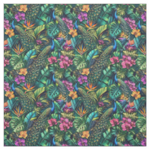 Peacock Jungle Dreams Seamless Surface Pattern Fabric
