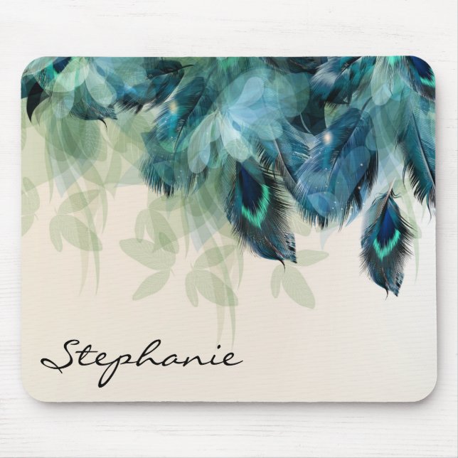 Peacock Jungle Mouse Mat (Front)