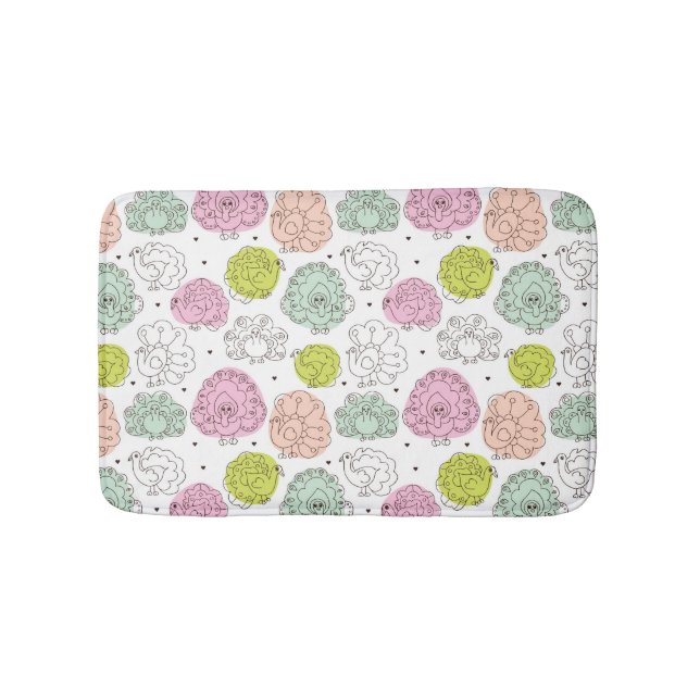 peacock kids wallpaper vintage bath mat (Front)