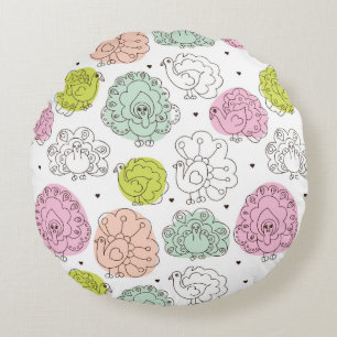 peacock kids wallpaper vintage round cushion