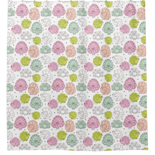 peacock kids wallpaper vintage shower curtain (Front)