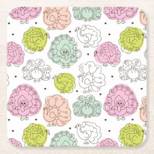 peacock kids wallpaper vintage square paper coaster
