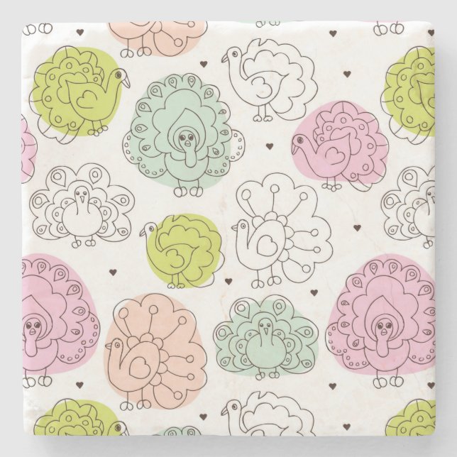 peacock kids wallpaper vintage stone coaster (Front)