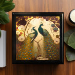 Peacock Klimt Gold Green Art Nouveau Birds Gift Box<br><div class="desc">This exquisite keepsake box is a symphony of elegance and artistic flair, featuring the vivid and intricate motif of 2 peacocks, inspired by the noteable work of Gustav Klimt. It is meticulously crafted from lacquered wood and is available in golden oak, ebony black, emerald green, and red mahogany finishes, allowing...</div>