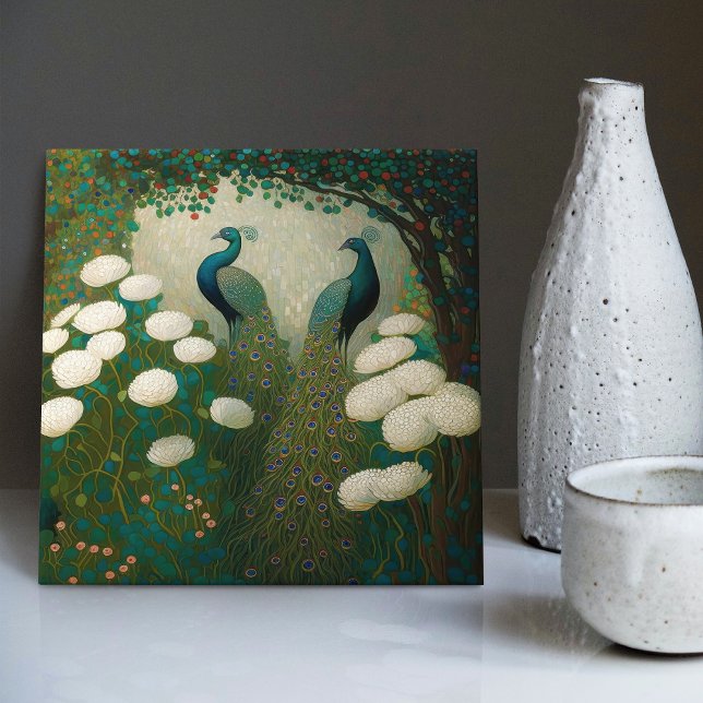 Peacock Klimt Wall Decor Repro Art Nouveau Tile (Creator Uploaded)
