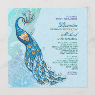 Peacock Lace Elegance Wedding Invitation
