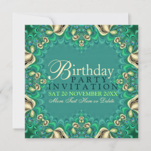 Peacock Lace Elegant Birthday Party Invitations