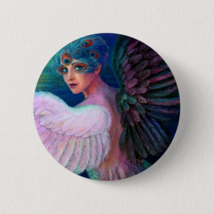 Peacock Lady's Wings of Duality 6 Cm Round Badge