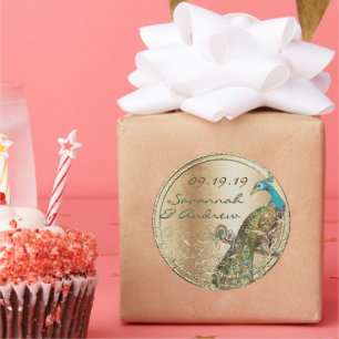 Peacock Love Bird Gold Wedding Seal