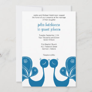Peacock Love Wedding Invite - Ocean Breeze