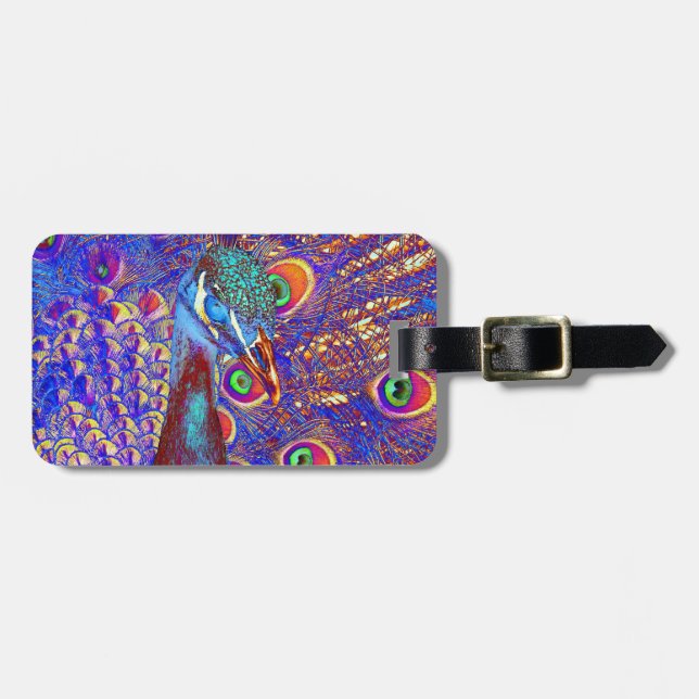 Peacock Luggage Tag (Front Horizontal)