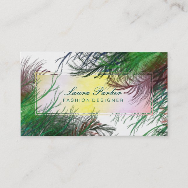 Peacock Makeup Artist Hair Stylist Bird Feather Business Card (Front)