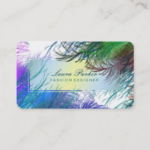 Peacock Makeup Artist Hair Stylist Blue Feathers Business Card