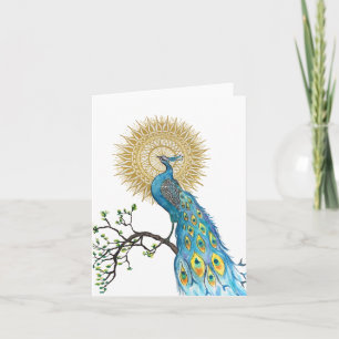 Peacock Mandala Folded Note Card