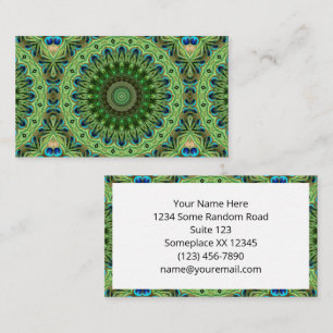 Peacock Mandala Kaleidoscope Medallion Flower Business Card
