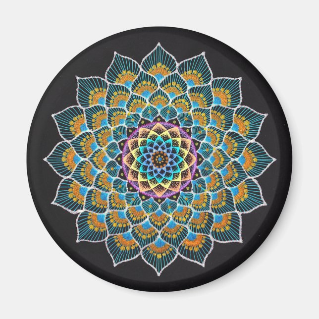 Peacock Mandala Magnet (Front)
