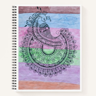 Peacock Mandala Spiral Notebook