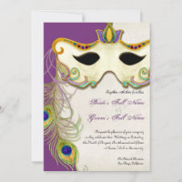 Peacock Masquerade Mask Ball - Wedding Invitation