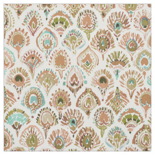 PEACOCK MERMAID Rose Gold Mint Scales and Feathers Fabric