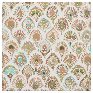 PEACOCK MERMAID Rose Gold Mint Scales and Feathers Fabric