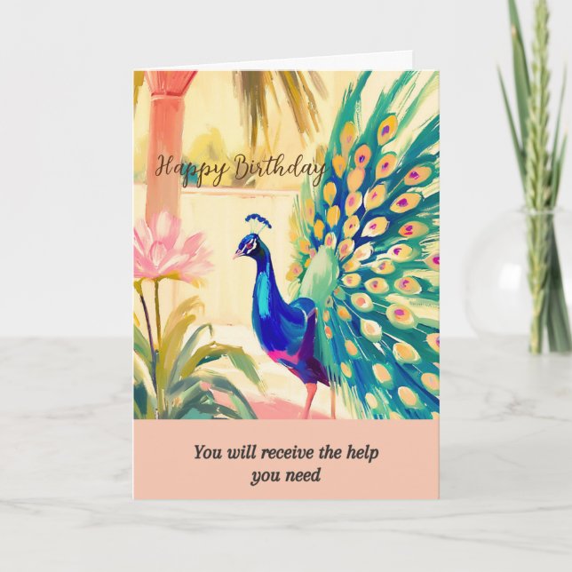 peacock message happy birthday card (Front)