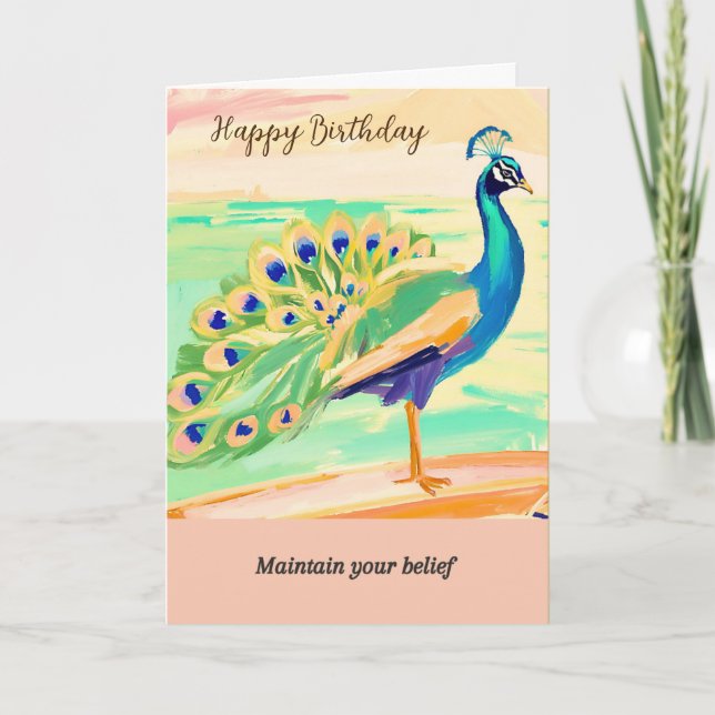 peacock message happy birthday card (Front)