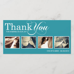 PEACOCK MODERN THANKS   WEDDING THANK YOU CARD