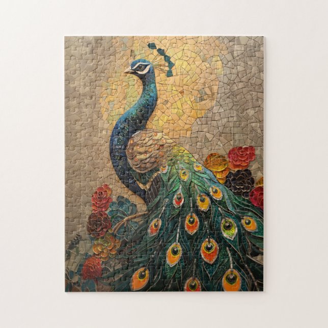 Peacock Mosaic Jigsaw Puzzle (Vertical)